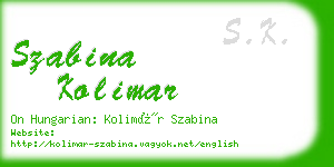 szabina kolimar business card